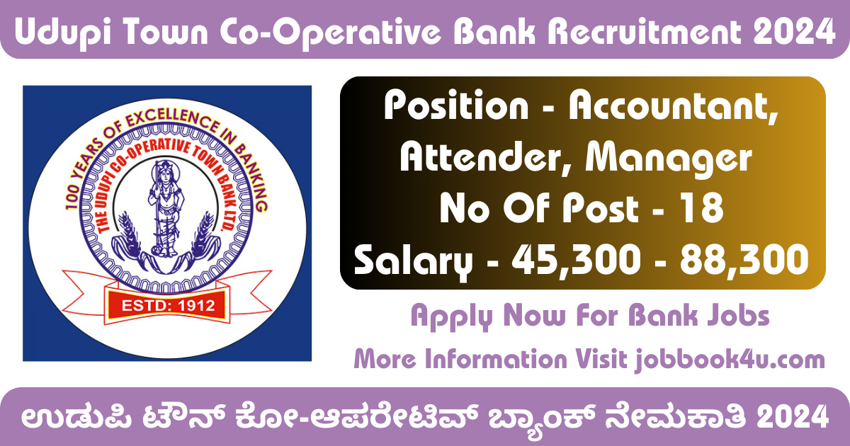 Udupi Town Co-Operative Bank Recruitment 2024