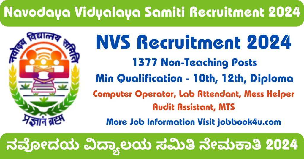 Navodaya Vidyalaya Samiti Recruitment 2024: Apply For NVS 1377 Non ...