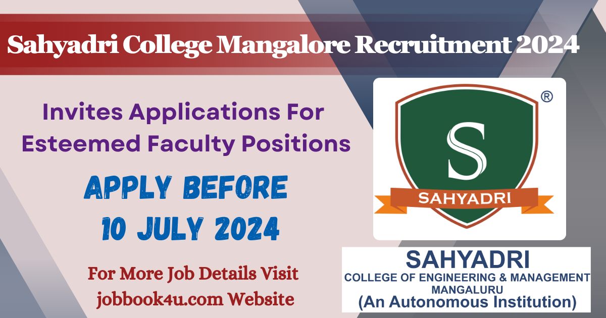 Sahyadri College Mangalore Recruitment 2024